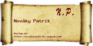 Nováky Patrik névjegykártya